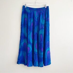 Vintage silk tie dye maxi skirt fairy long colorful boho hippie festival fun S